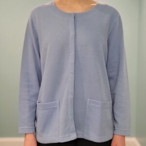 Jenny Buchanan Women's baby blue snap up cardigan with‎ pockets size Large